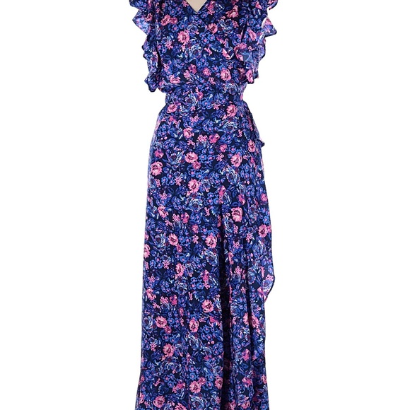 NWT XL Ava & Aiden Blue and Pink Floral Maxi Dress - Picture 4 of 12